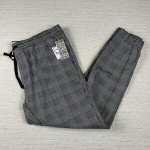 Fresh Prince Of Bel Air Jogger Pants Men 3X Black Plaid Stretch Twill Elastic
